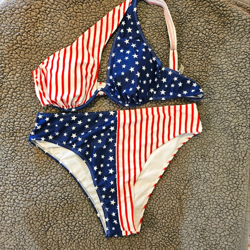 Unlisted Red and Blue Star Striped Bikini